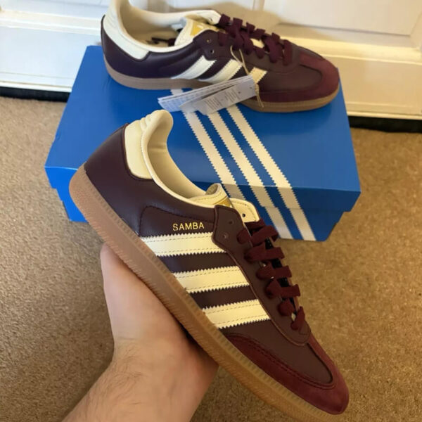 adidas Samba OG Maroon Gold Metallic (W) (1)